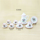 1:12 Miniature Dining Ware Porcelain Coffee Tea Cup Set Chintz Flower Tableware Kitchen Dollhouse Furniture Toys For Children