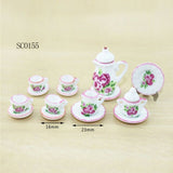 1:12 Miniature Dining Ware Porcelain Coffee Tea Cup Set Chintz Flower Tableware Kitchen Dollhouse Furniture Toys For Children