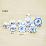 1:12 Miniature Dining Ware Porcelain Coffee Tea Cup Set Chintz Flower Tableware Kitchen Dollhouse Furniture Toys For Children