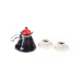 1/12 Scale Doll House Miniature Metal Ceramic Tea Doll House Furniture Miniature Dining Ware Toy Teapot Cup Plate