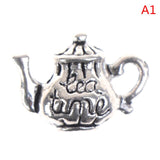 1/12 Scale Doll House Miniature Metal Ceramic Tea Doll House Furniture Miniature Dining Ware Toy Teapot Cup Plate