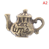1/12 Scale Doll House Miniature Metal Ceramic Tea Doll House Furniture Miniature Dining Ware Toy Teapot Cup Plate