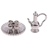 1/12 Scale Doll House Miniature Metal Ceramic Tea Doll House Furniture Miniature Dining Ware Toy Teapot Cup Plate