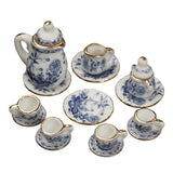 15pcs/set dollhouse miniature blue and white set Ceramic simulation pot cups plates model set toy Dollhouse accessories