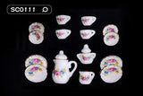 1/12 Dollhouse Miniature Accessories Mini Ceramics Tea Set Simulation Kettle Plate Cup Model Toys for Doll House Decoration