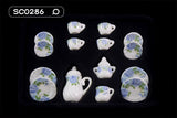 1/12 Dollhouse Miniature Accessories Mini Ceramics Tea Set Simulation Kettle Plate Cup Model Toys for Doll House Decoration